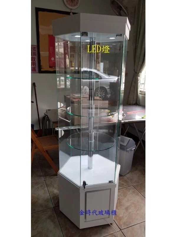 07-電動LED六角旋轉玻璃櫃