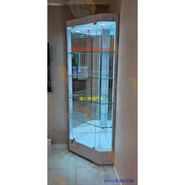 19-整座強化安全玻璃&高亮度LED轉角展示櫃